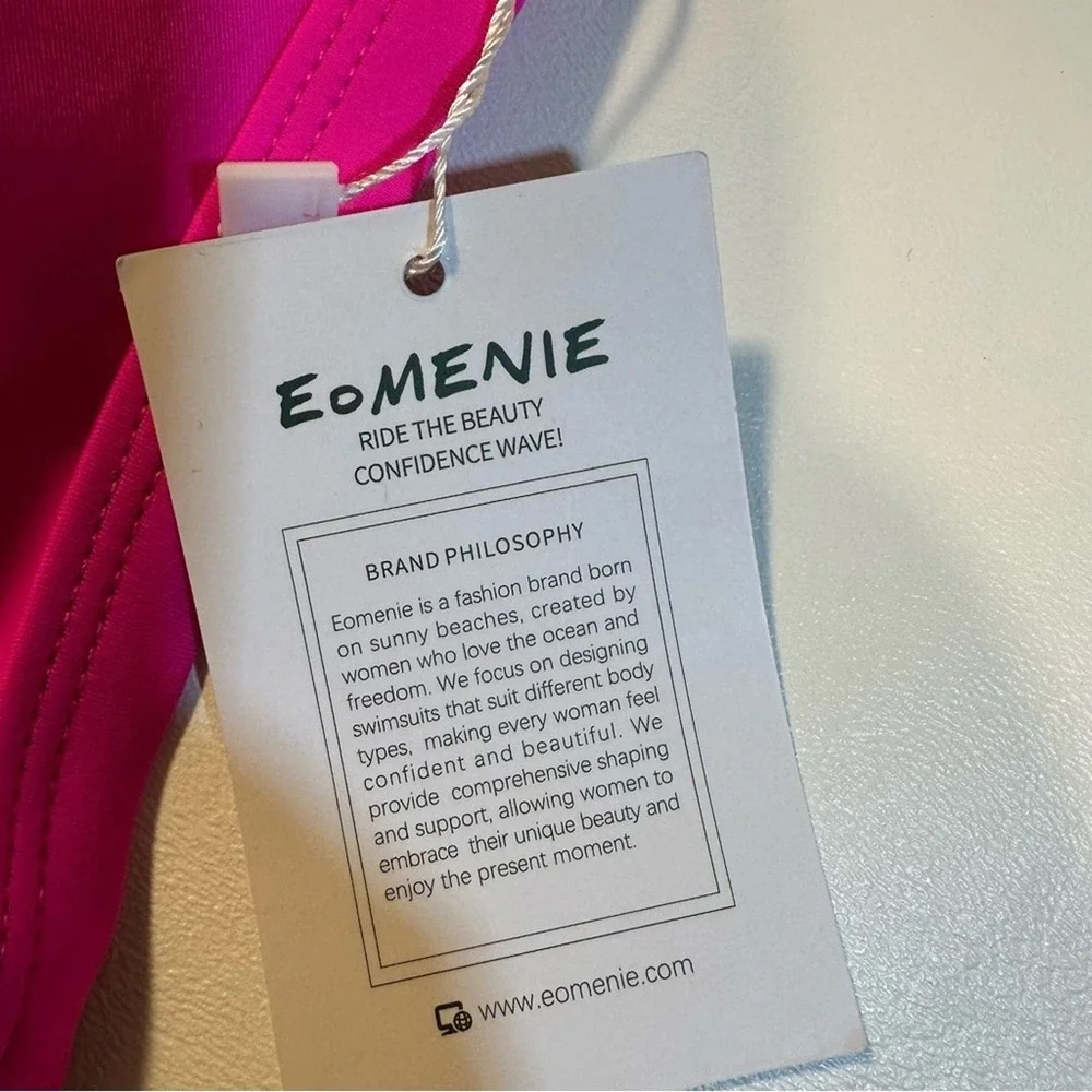 NWT Eomenie Size S Pink Tummy Control High Waist Cutout One‎ Piece Swimsuit
